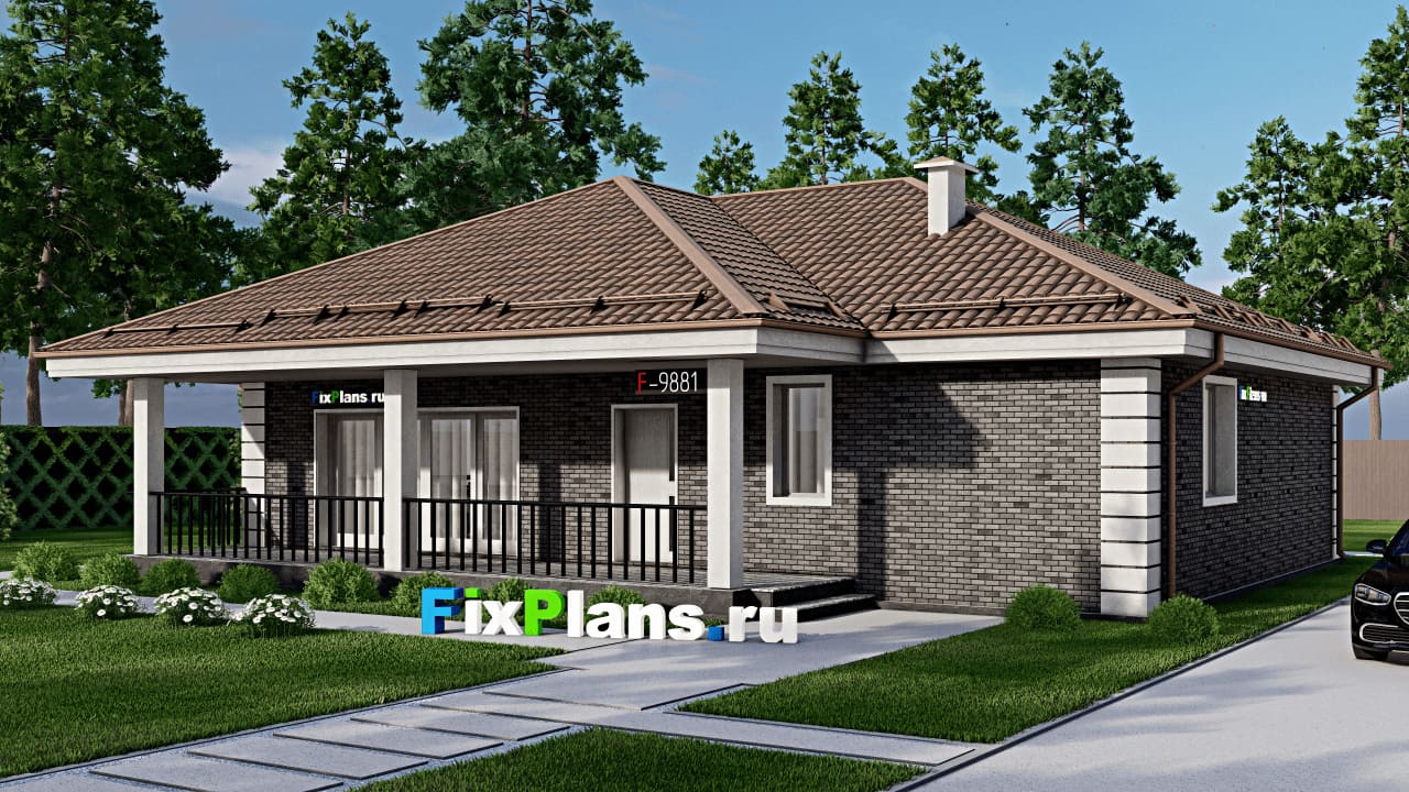 Одноэтажный дом F-9881 — фасад
