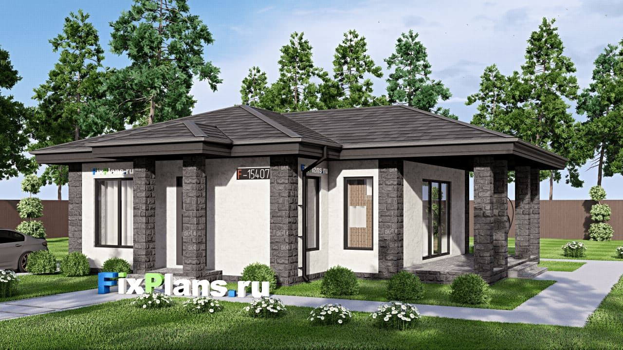 Одноэтажный дом F-15407 — фасад
