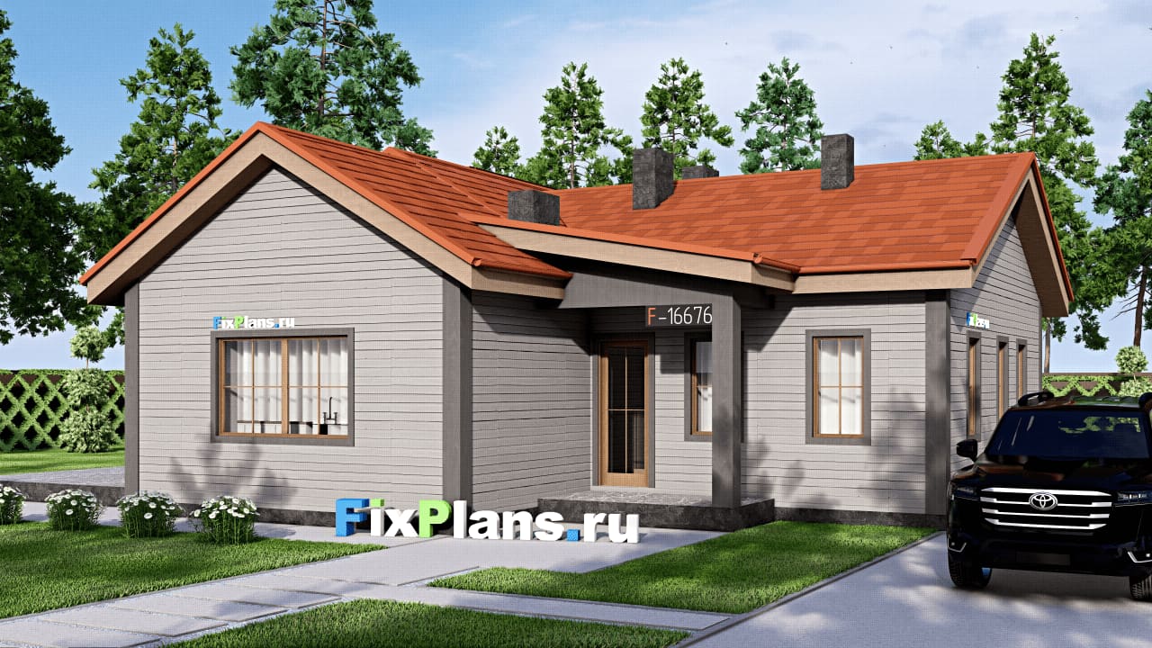 Одноэтажный дом F-16676 — фасад