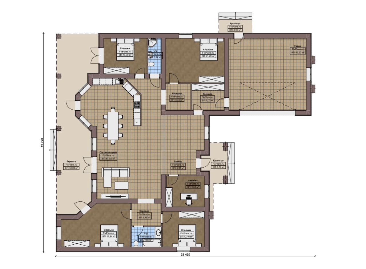 Планировка Одноэтажный дом F-17225