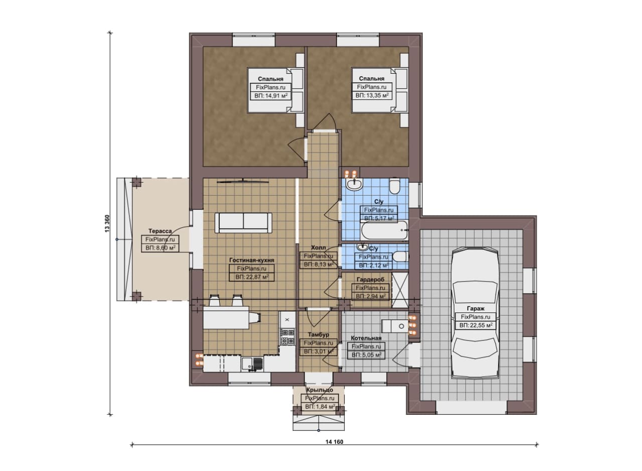 Планировка Одноэтажный дом F-17873