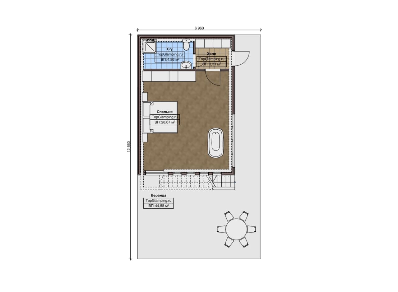 Планировка Одноэтажный дом F-22094